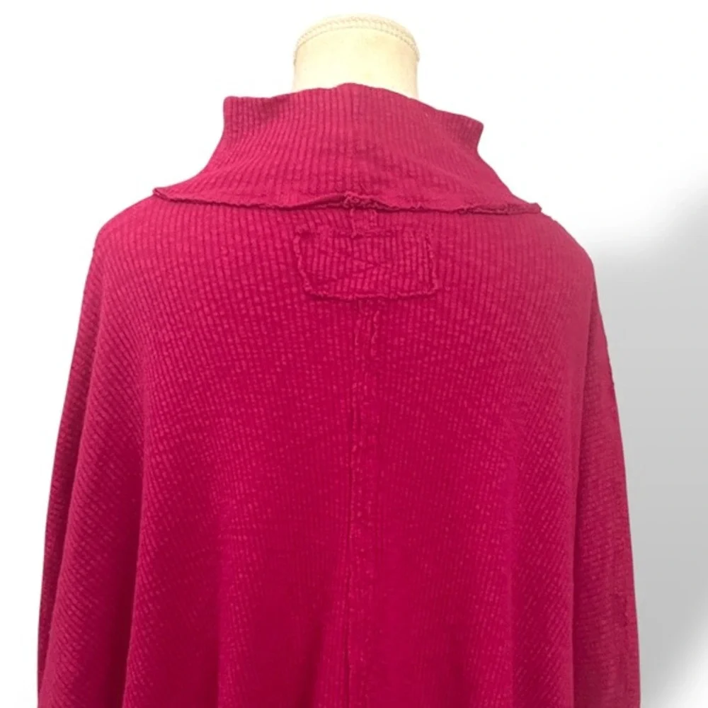 We The Free People Pink Funnel Neck Hi Low‎ Hem Knit Boho Casual Sweater Medium